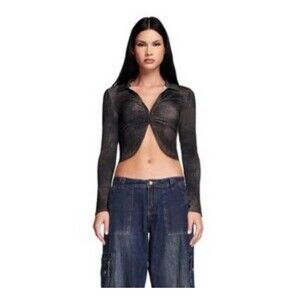 I.AM.GIA Nienna Long Sleeve Top Womens Size XXS Stretchy Cropped Corset Top